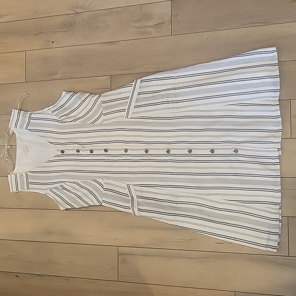 LOFT Outlet Button Down Striped Pocket Shirt Dress - Size 10 